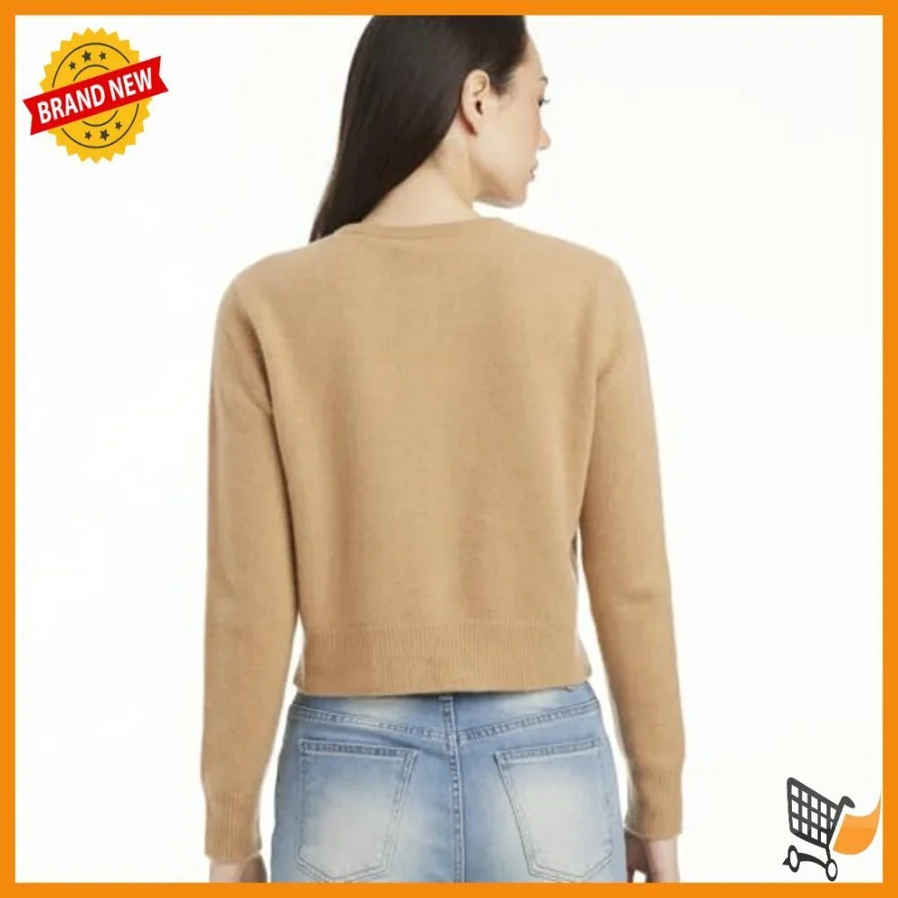 100% Cashmere Cardigan, Slim Fit Crew Neck Button Down, Seamless Luxury Knit